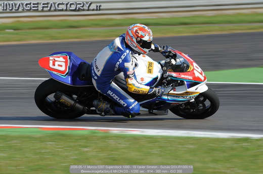 2008-05-11 Monza 0287 Superstock 1000 - 19 Xavier Simeon - Suzuki GSX-R1000 K8